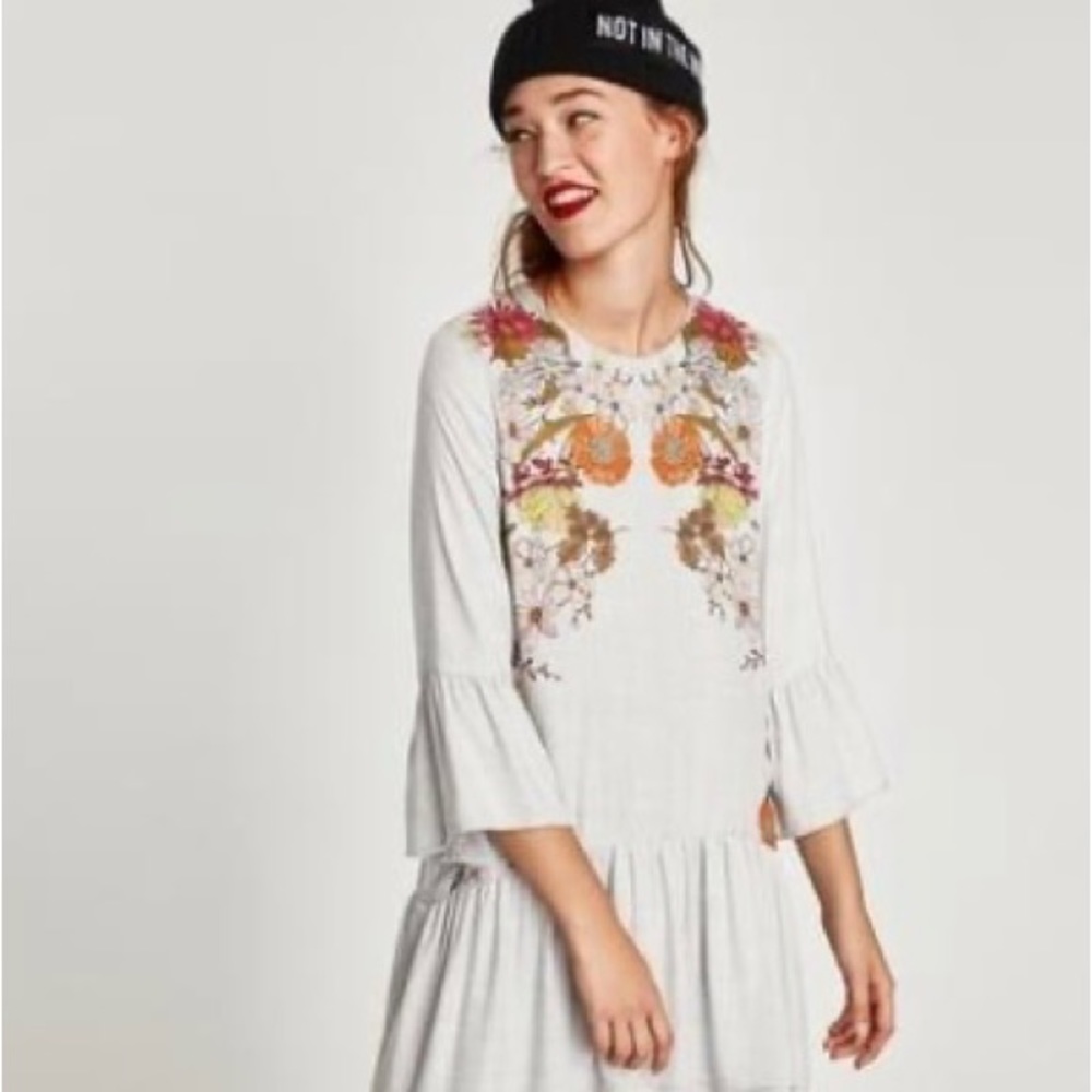 Zara Trafaluc  Collection Fall Dress/Tunic Top Flowers‎ Size  M